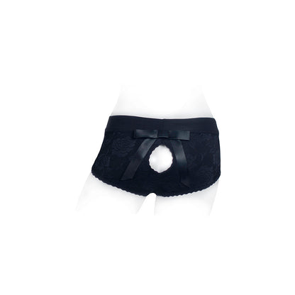SpareParts Bella Cleavage Booty Short Harness – Black – Size 4XL