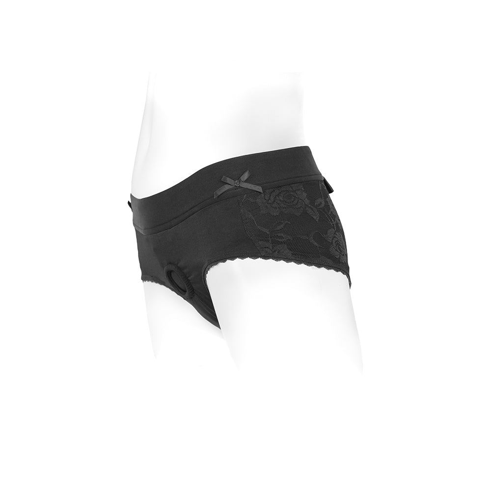 SpareParts Bella Cleavage Booty Short Harness – Black – Size 4XL