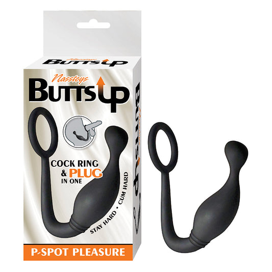 Nasstoys Butts Up P-Spot Pleasure Silicone Cock Ring & Anal Plug – Black