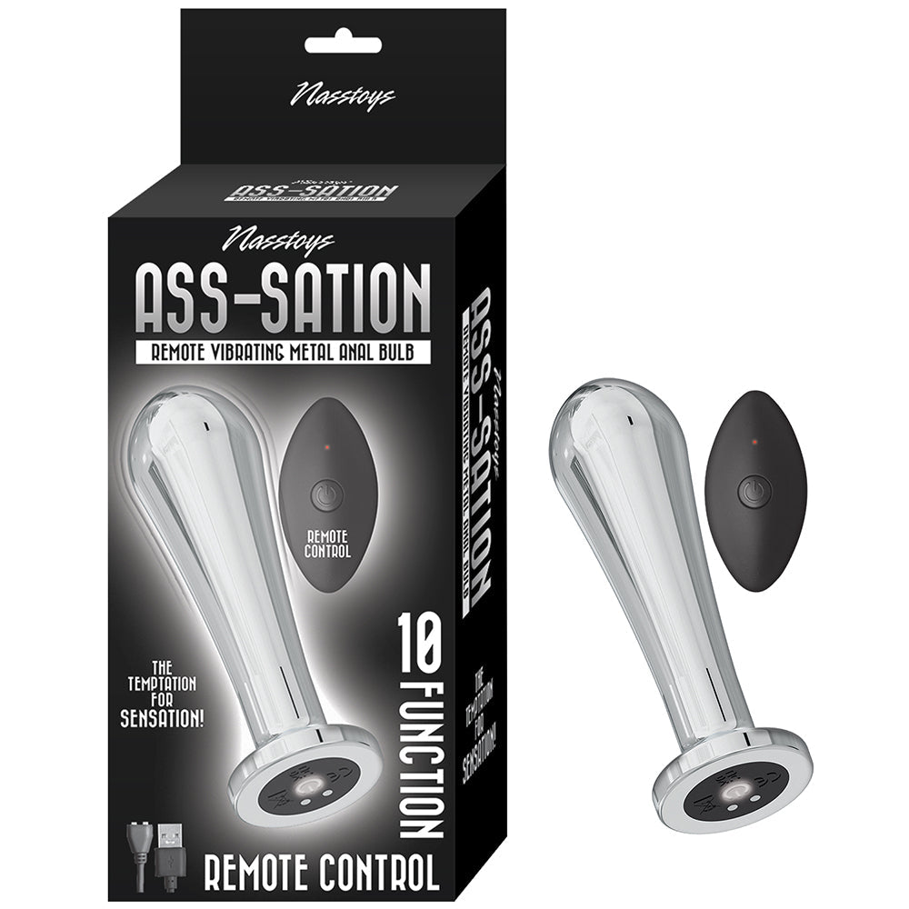Nasstoys Ass-Sation Remote Vibrating Metal Anal Bulb – Silver