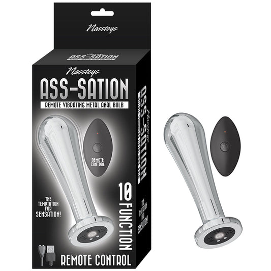 Nasstoys Ass-Sation Remote Vibrating Metal Anal Bulb – Silver