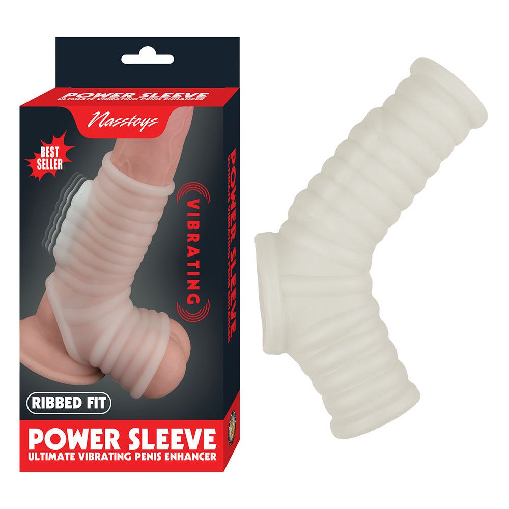 Nasstoys Power Sleeve Ribbed Fit Vibrating Penis Enhancer – White