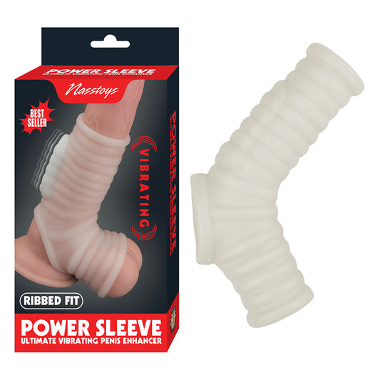 Nasstoys Power Sleeve Ribbed Fit Vibrating Penis Enhancer – White