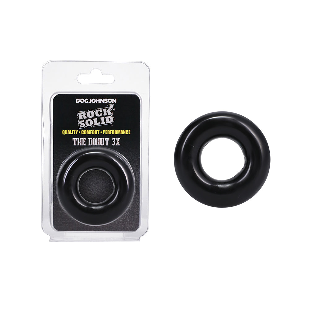 Rock Solid The Donut 3X Cock Ring - Black - Prolongs Erection