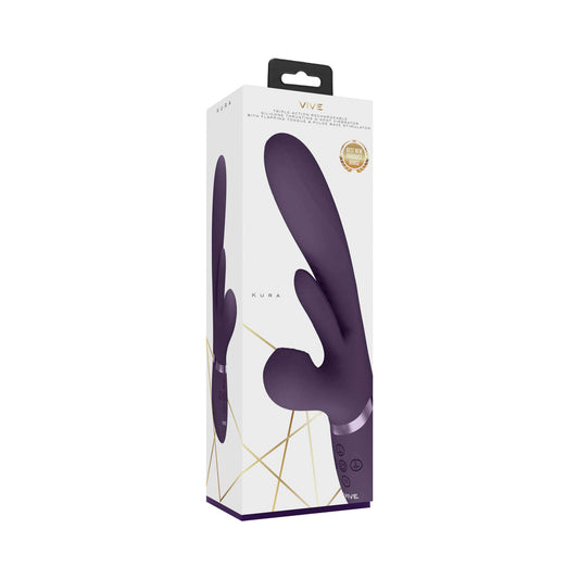 VIVE KURA Rechargeable Silicone G-Spot Vibrator with Flapping Tongue – Purple
