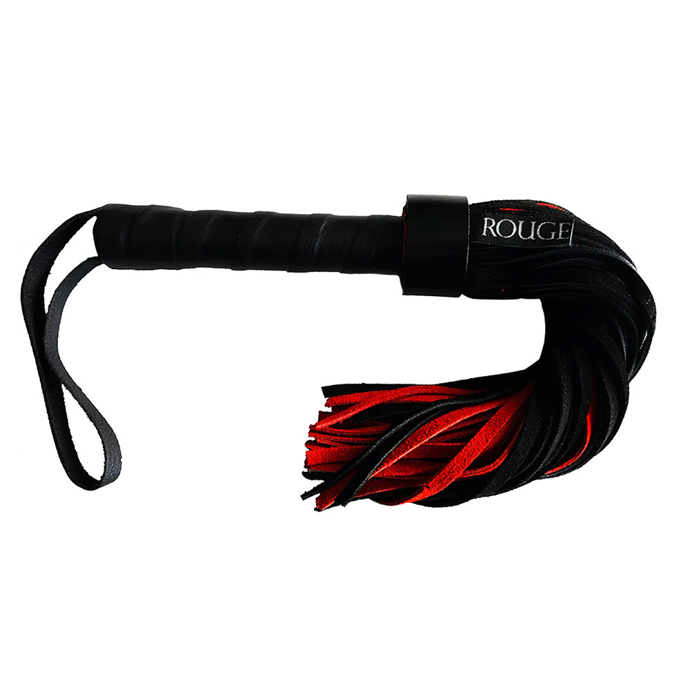 Rouge Short Suede Flogger with Leather Handle – Black/Red