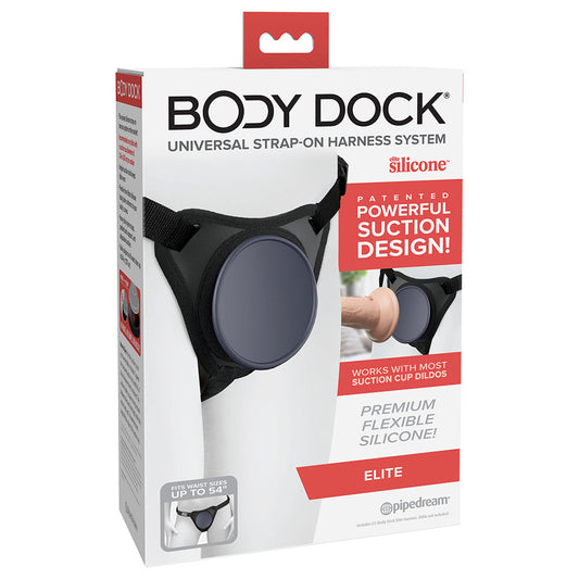 Pipedream Body Dock Elite Silicone Strap-On Harness with Suction-Based Design - Black