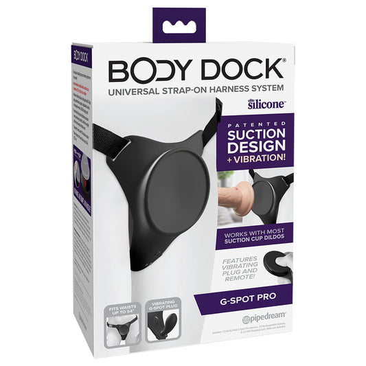 Body Dock G-Spot Pro Vibrating Silicone Strap-On Harness - Black