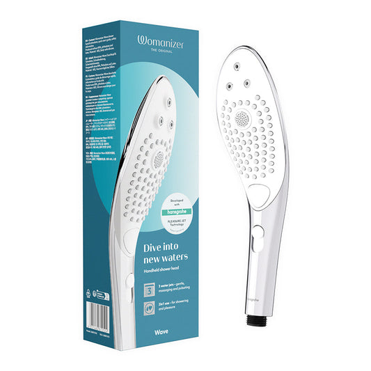 Womanizer Wave Shower Head and Water Massage Clitoral Stimulator - Chrome