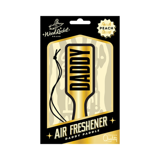 Wood Rocket Daddy Paddle Air Freshener – Fresh Peach Scent – Gold