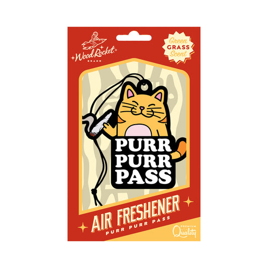 Wood Rocket Purr Purr Pass Air Freshener – Green Grass Scent – Yellow