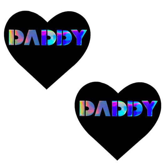 Neva Nude Pasty Daddy Heart Vinyl Pasties - Black
