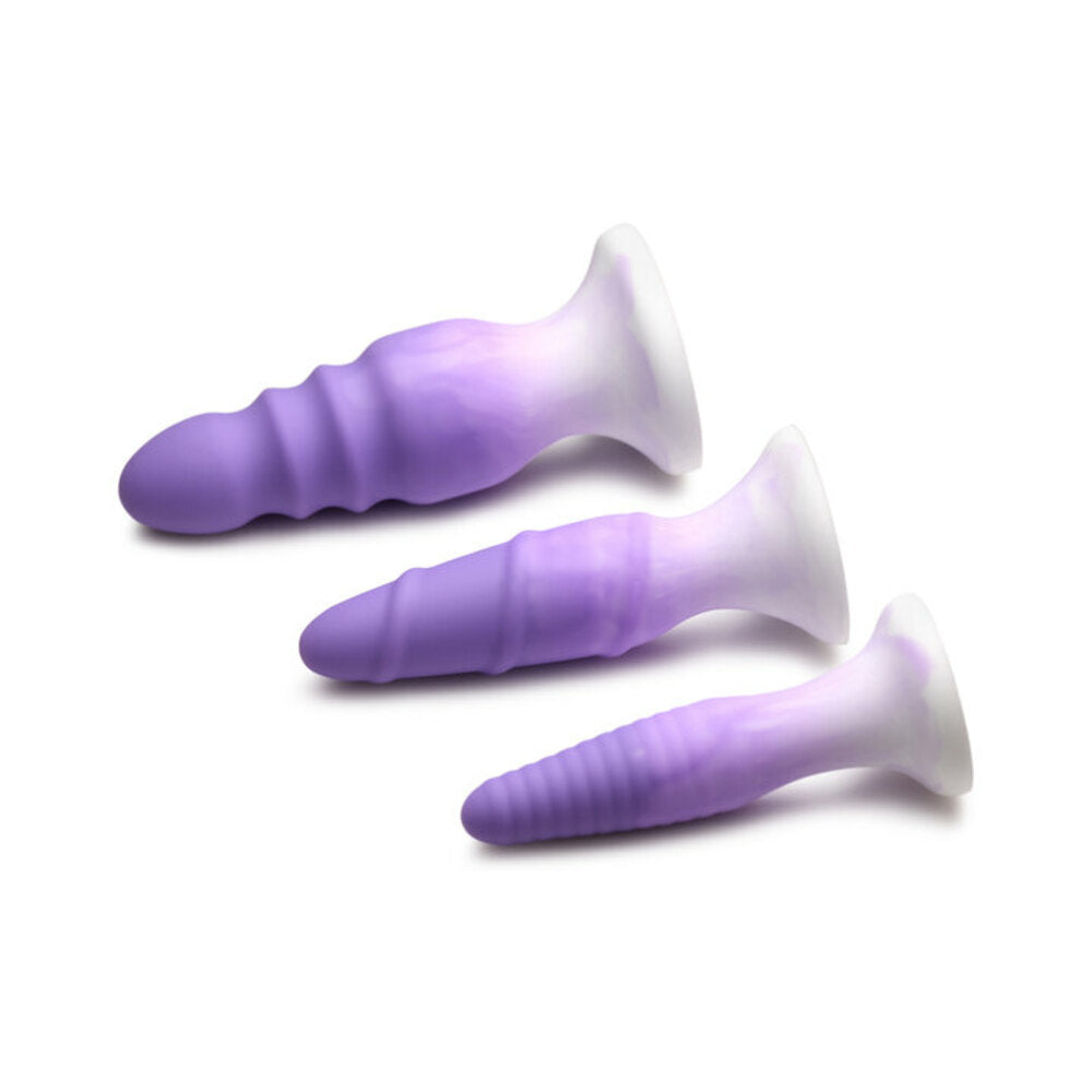 Curve Novelties Simply Sweet Silicone Butt Plug Set – Purple – 3 Textures