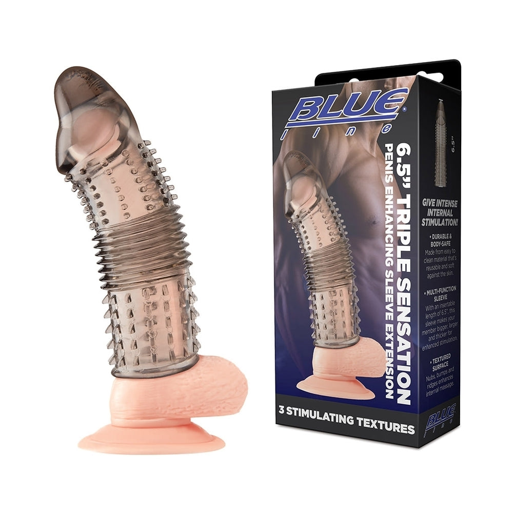 Electric Eel 6.5 in. Triple Sensation Penis Enhancing Sleeve Extension - Gray