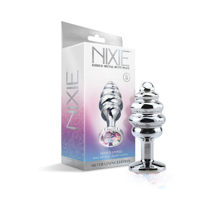 Nixie Ribbed Metal Butt Plug Honey Dipper – Silver