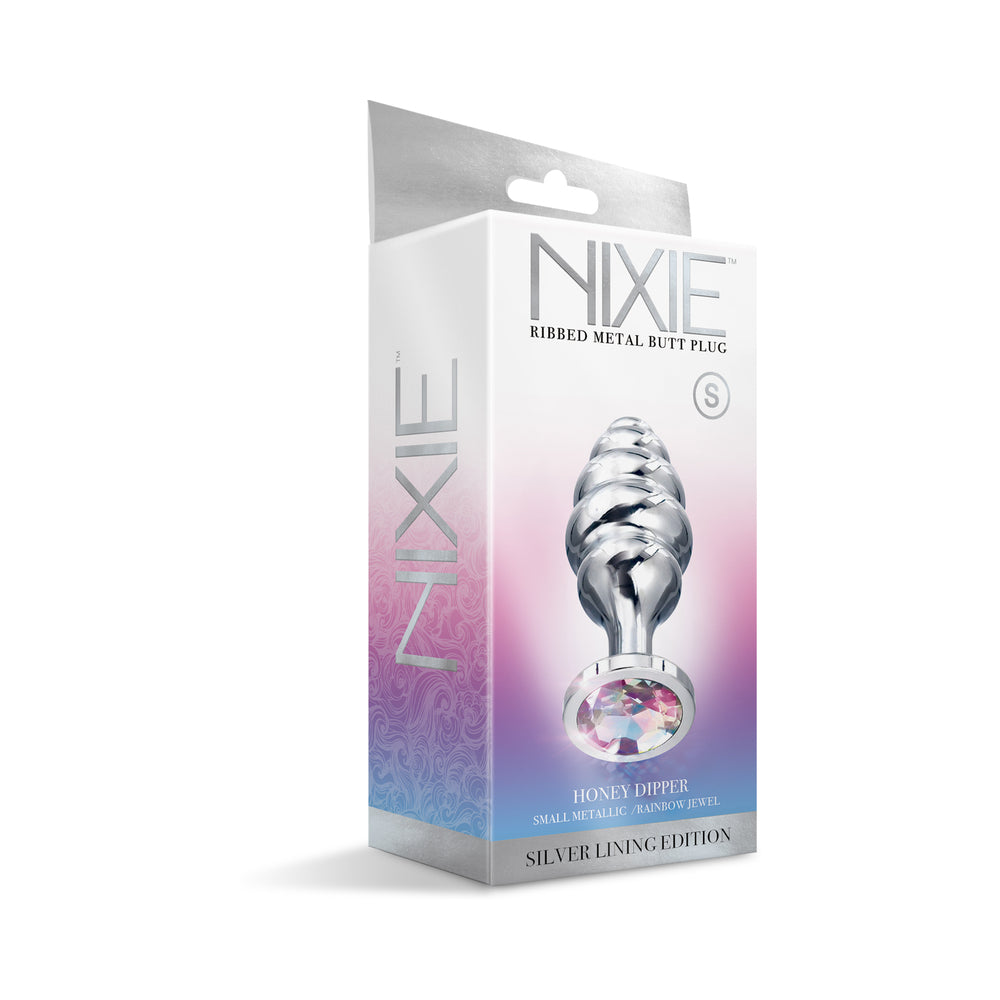 Nixie Ribbed Metal Butt Plug Honey Dipper – Silver