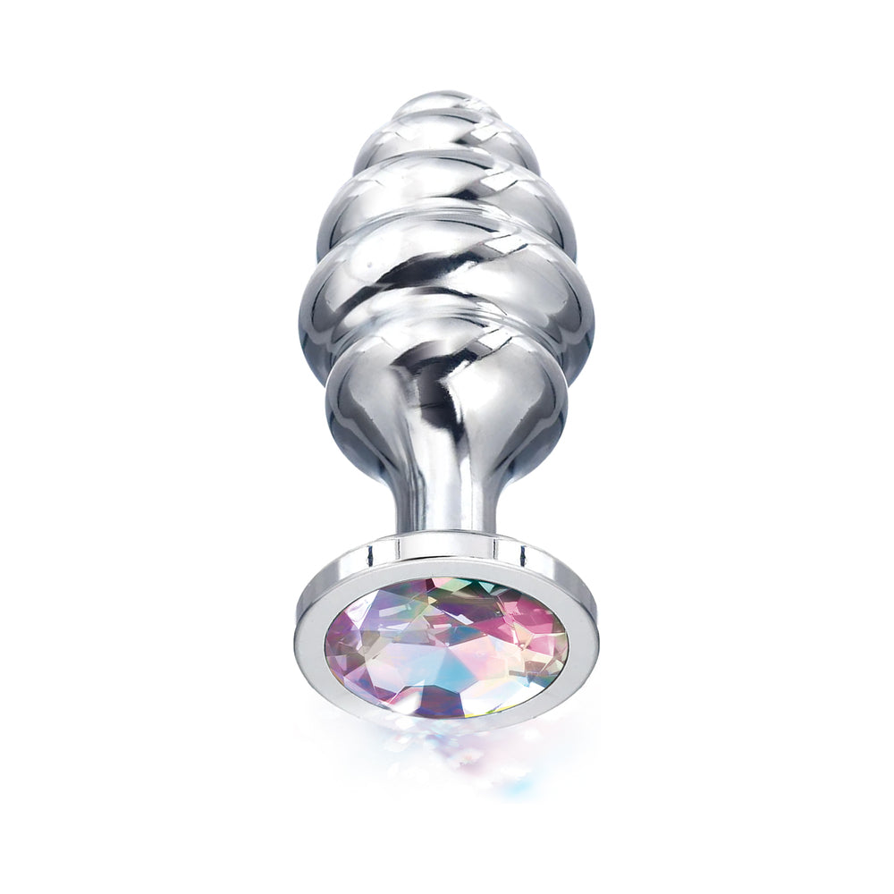 Nixie Ribbed Metal Butt Plug Medium - Silver