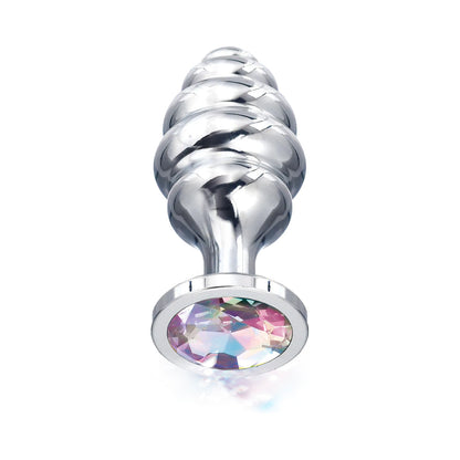 Nixie Ribbed Metal Butt Plug Medium - Silver