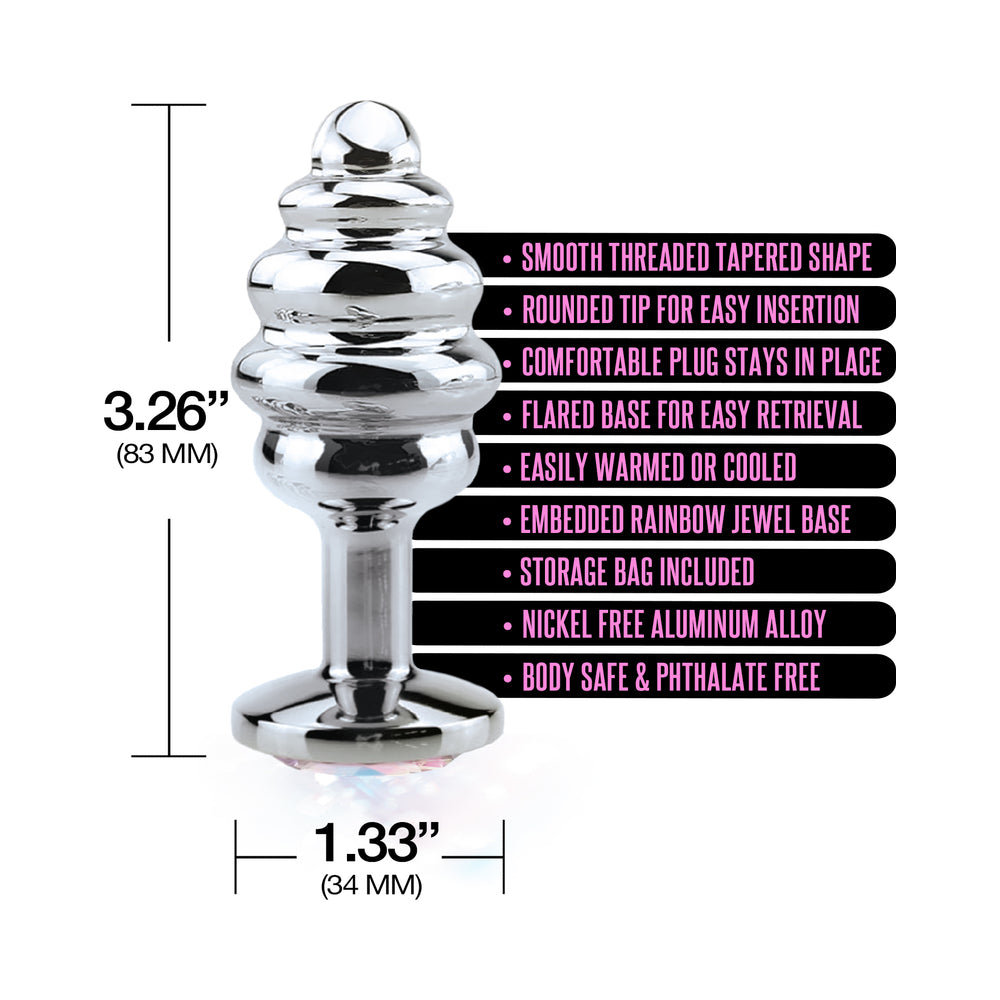 Nixie Ribbed Metal Butt Plug Medium - Silver