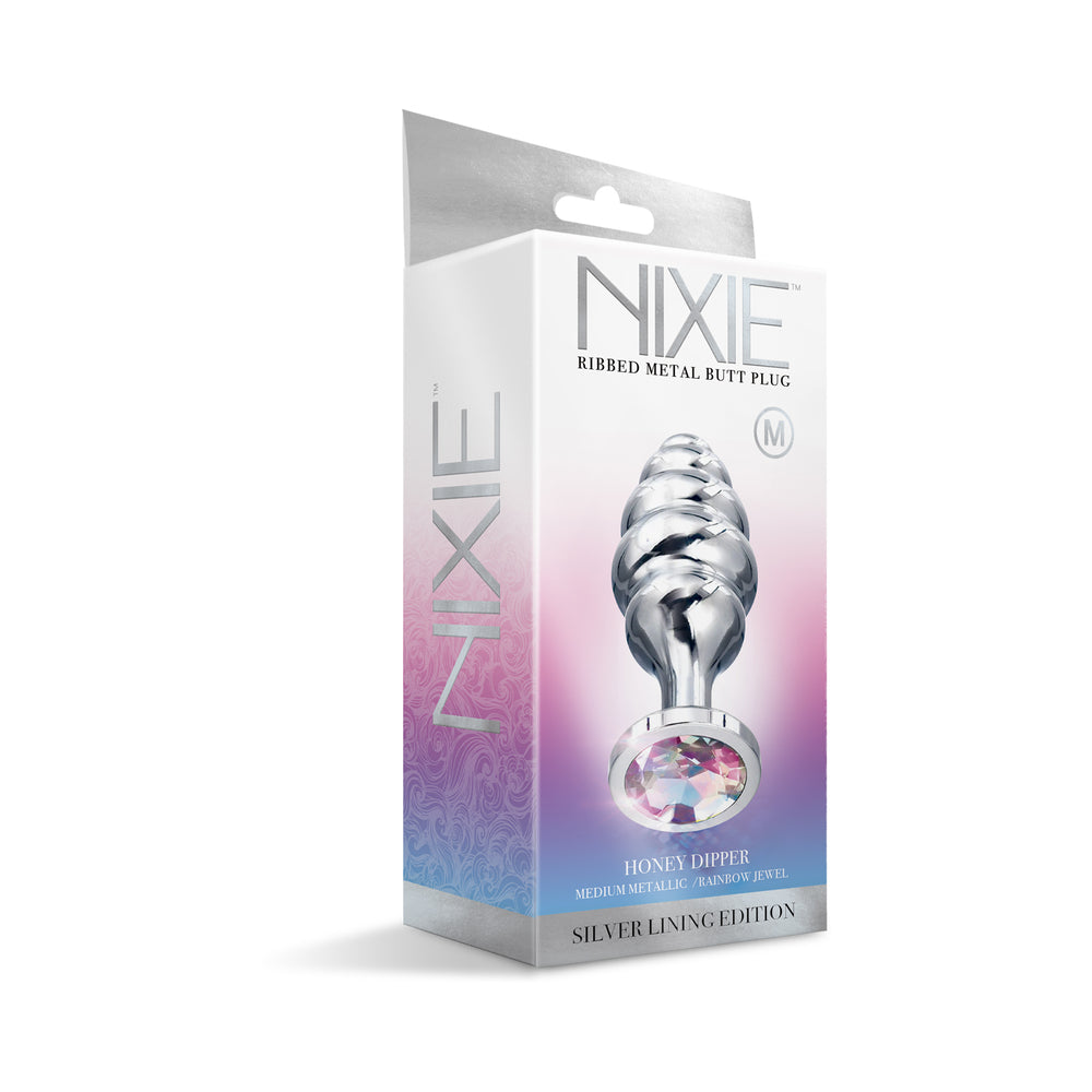 Nixie Ribbed Metal Butt Plug Medium - Silver