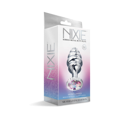 Nixie Ribbed Metal Butt Plug Medium - Silver