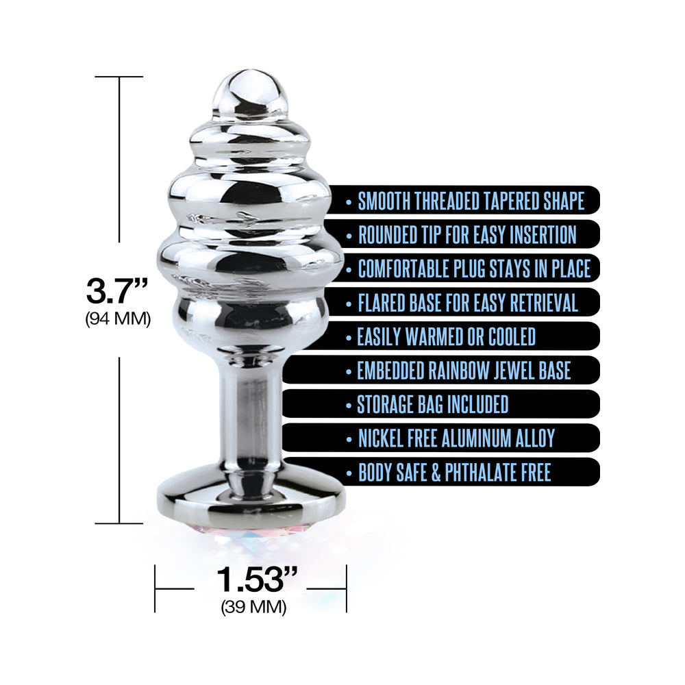 Nixie Ribbed Metal Butt Plug Large - Silver