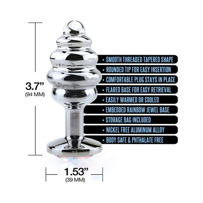 Nixie Ribbed Metal Butt Plug Large - Silver