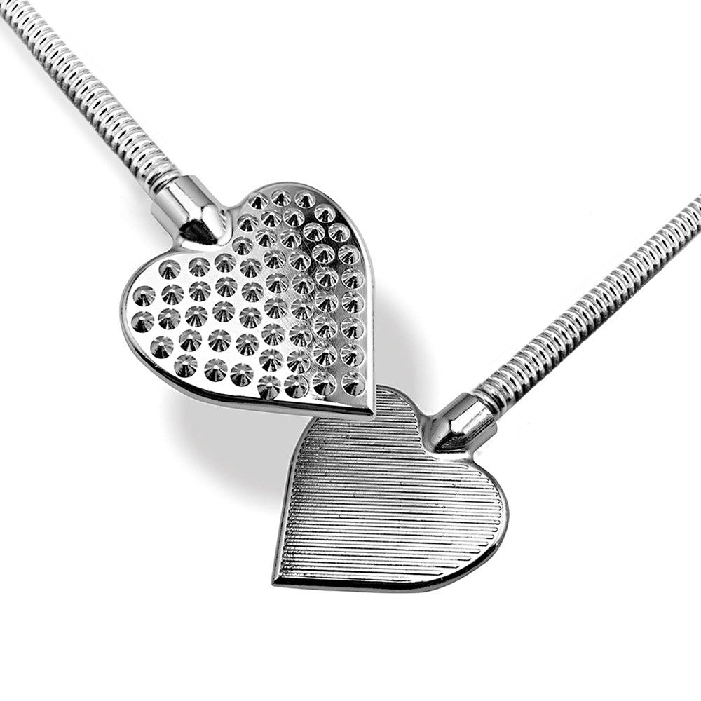 Nixie Metal Riding Crop with Weighted Heart Tip – Silver