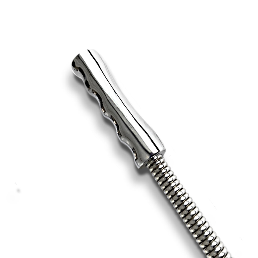 Nixie Metal Riding Crop with Weighted Heart Tip – Silver