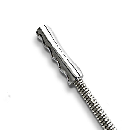 Nixie Metal Riding Crop with Weighted Heart Tip – Silver