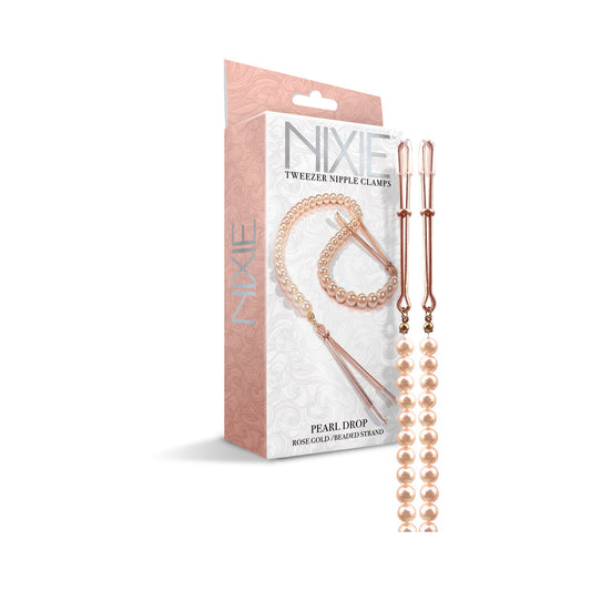 Nixie Pearl Drop Beaded Tweezer Nipple Clamps – Rose Gold