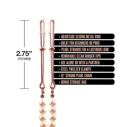 Nixie Pearl Drop Beaded Tweezer Nipple Clamps – Rose Gold