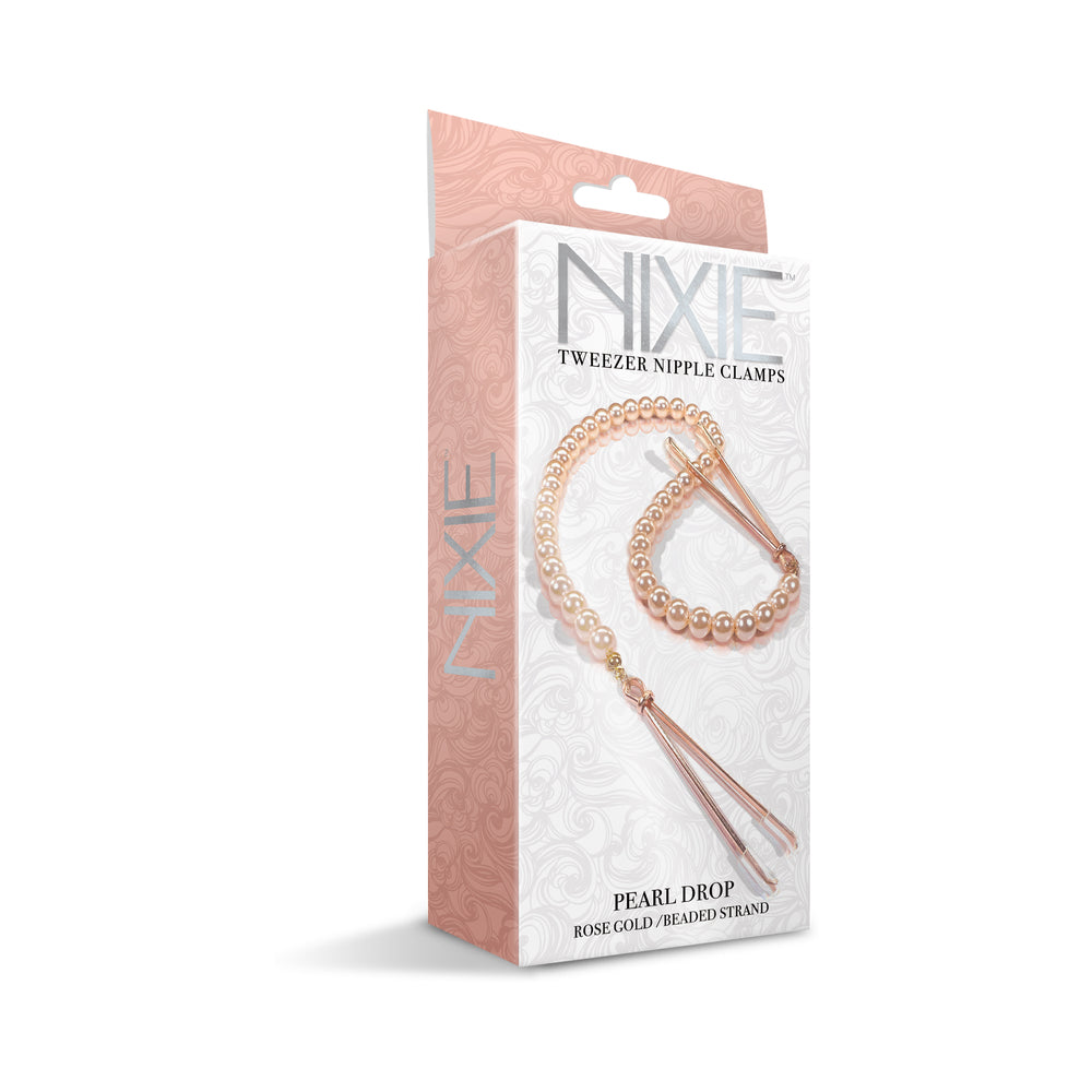 Nixie Pearl Drop Beaded Tweezer Nipple Clamps – Rose Gold