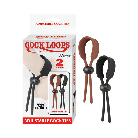 Nasstoys Cock Loops Adjustable Cock Ties – Brown & Black – Adjustable Cock Rings