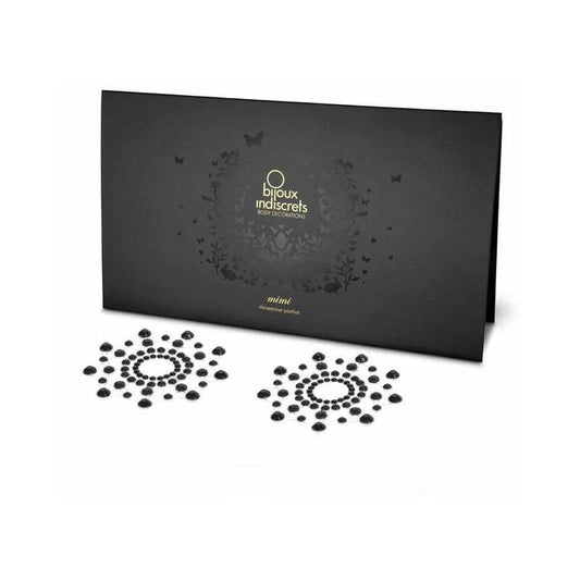 Bijoux Indiscrets Mimi Rhinestone Pasties – Self-Adhesive Nipple Covers – Black