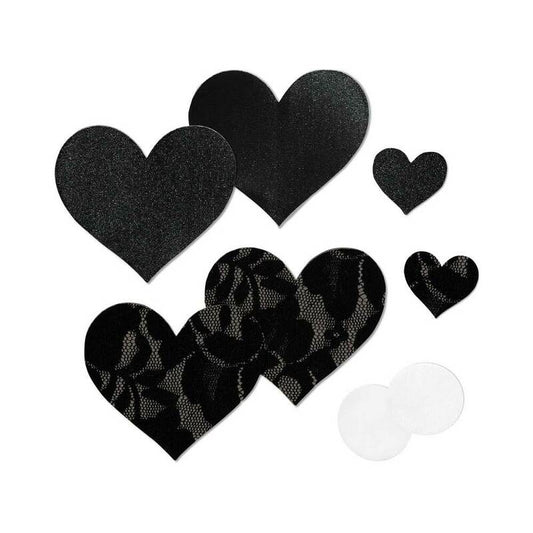 Nippies Basic Black Hearts Pasties – Size C – Black Lace