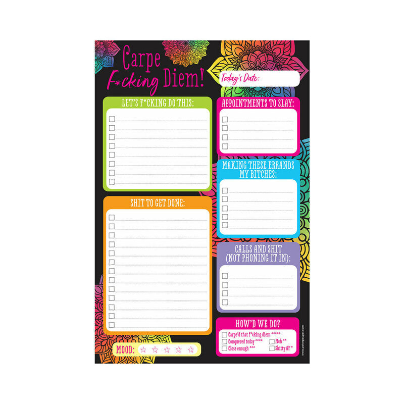 Peter Pauper Press Carpe Fucking Diem Note Pad – Daily To-Do Planner