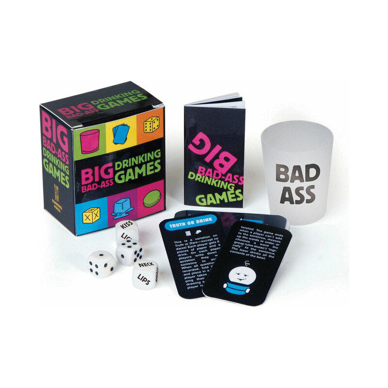 Big Bad-Ass Drinking Games Kit – Includes Shot Glass, Dice, and Cards