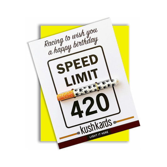 KushKards 420 Speed Limit Birthday One Hitter Card – White