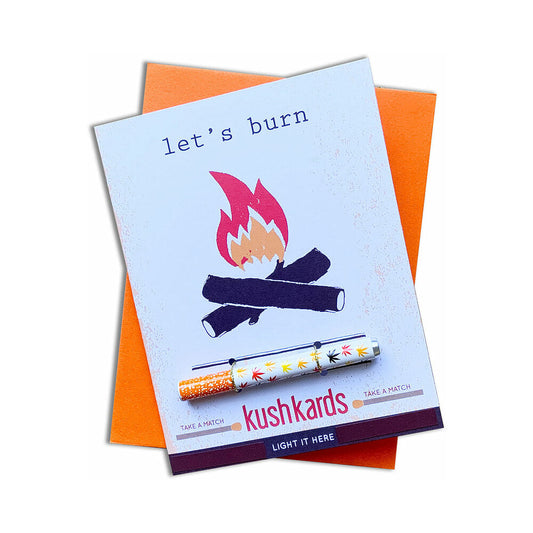 KushKards Let's Burn One Hitter Greeting Card with Metal One-Hitter Pipe - White