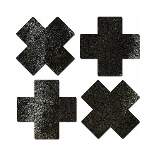 Pastease Petites Crosses Nipple Pasties – Black – Small Size