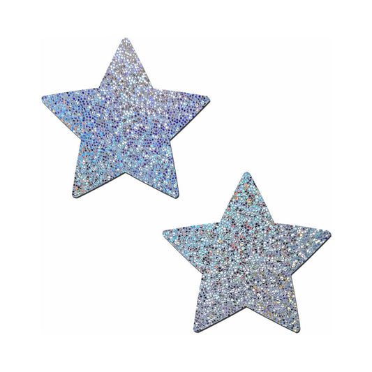 Pastease Glitter Star Nipple Pasties – Silver