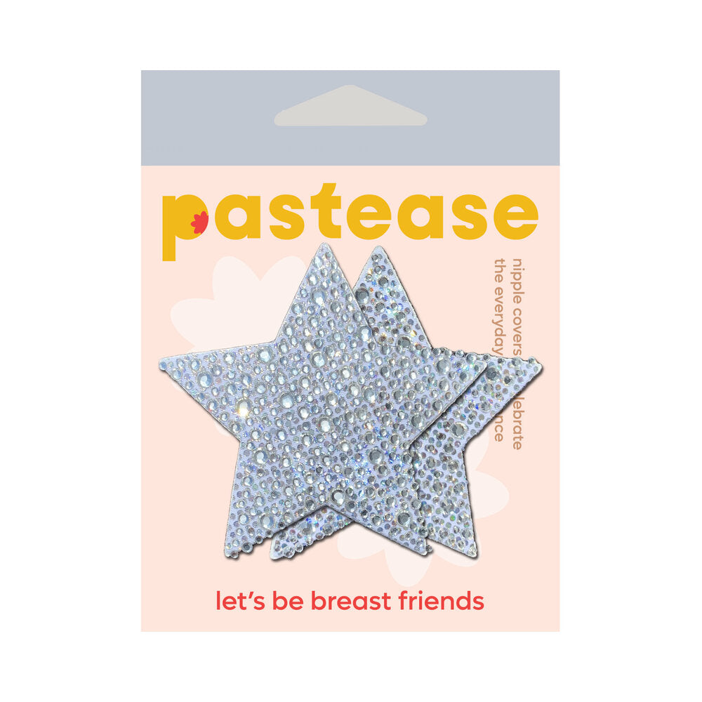 Pastease Crystal Silver Nipple Pasties – Waterproof, Hand-Made, 3 Inches