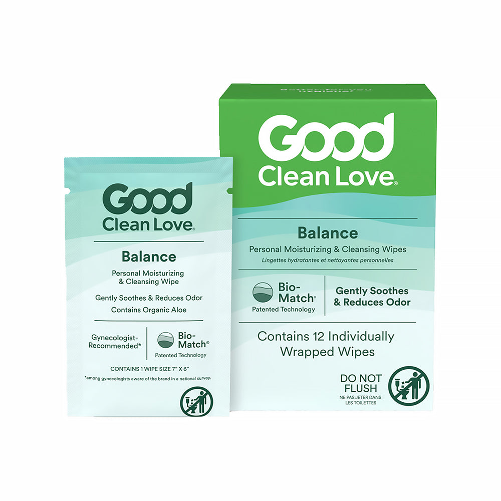 Good Clean Love Balance Personal Moisturizing & Cleansing Wipes 12-Pack – Aloe & Botanical Extracts
