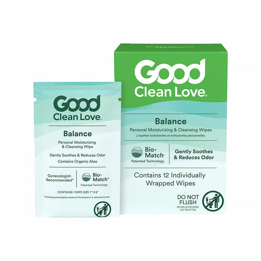 Good Clean Love Balance Personal Moisturizing & Cleansing Wipes 12-Pack – Aloe & Botanical Extracts