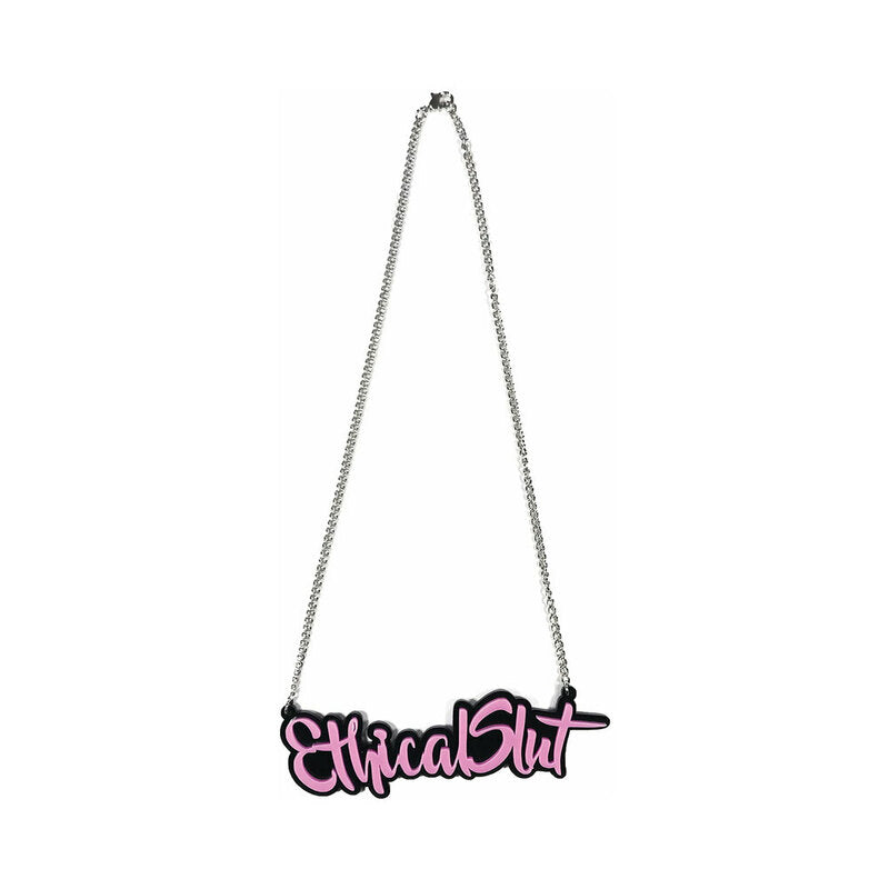 Geeky & Kinky Ethical Slut Necklace – Light Pink Acrylic Necklace