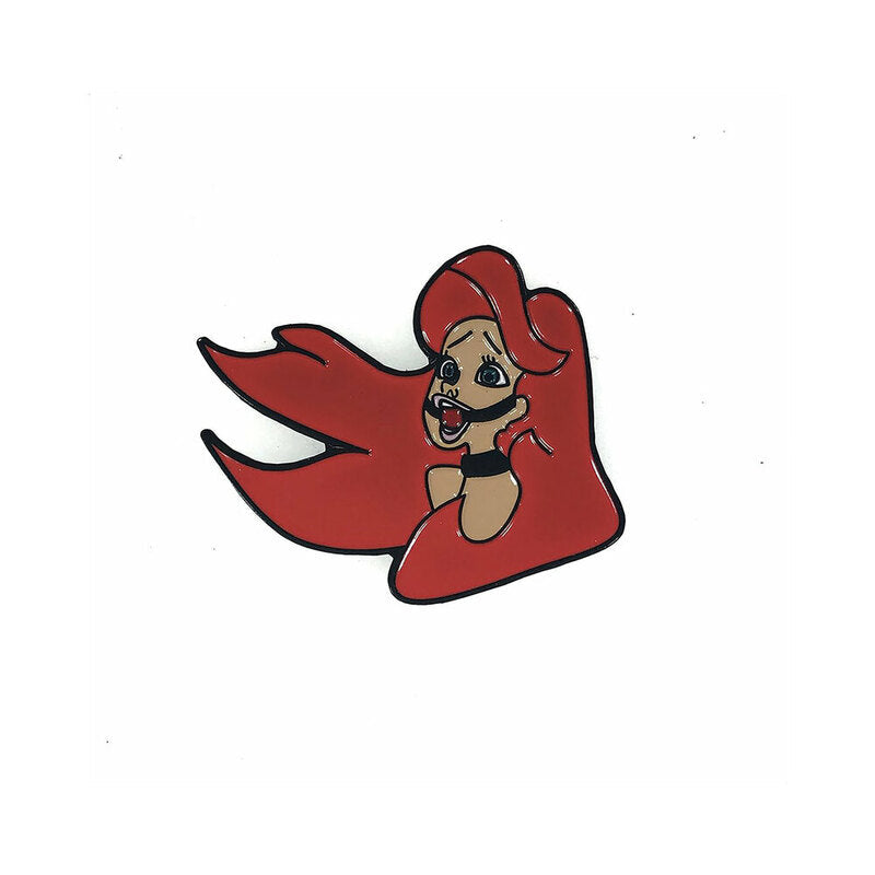 Geeky & Kinky Red Headed Mermaid Enamel Pin – Red