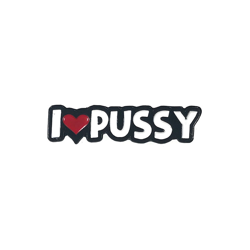 Geeky & Kinky I Heart Pussy Enamel Pin – Multi-Color Soft Enamel Pin