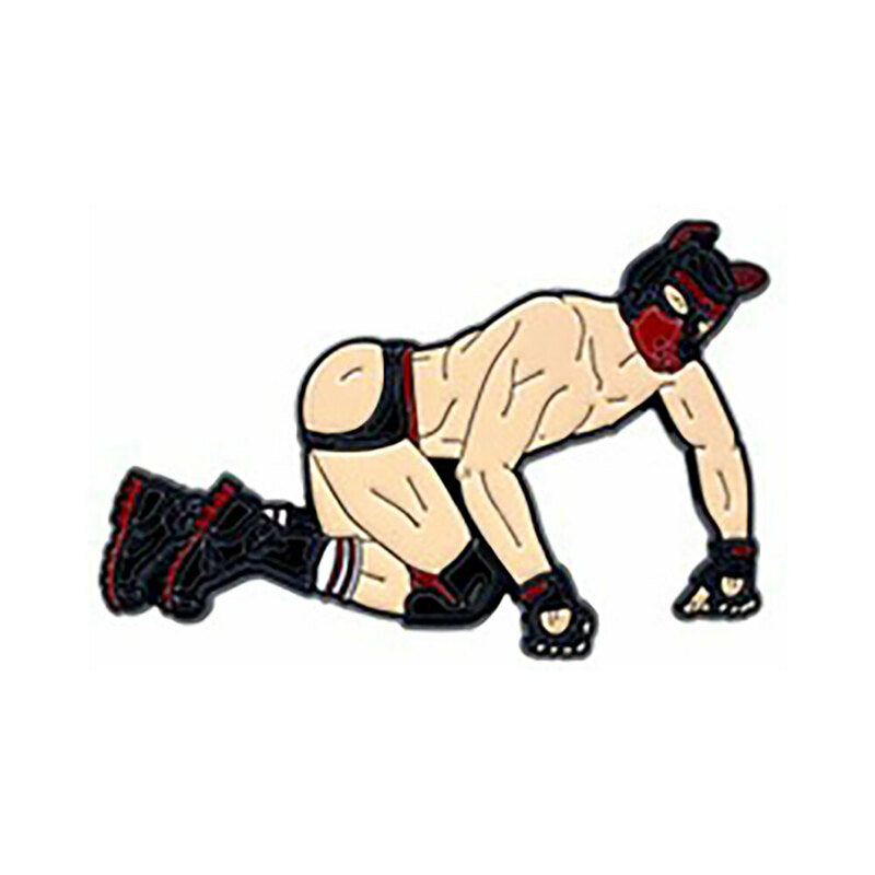 Geeky & Kinky Pup Boy Enamel Pin – Vanilla/Ivory/Beige