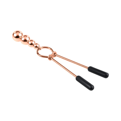 Selopa Beaded Nipple Clamps - Rose Gold - Stainless Steel with Hanging Beads